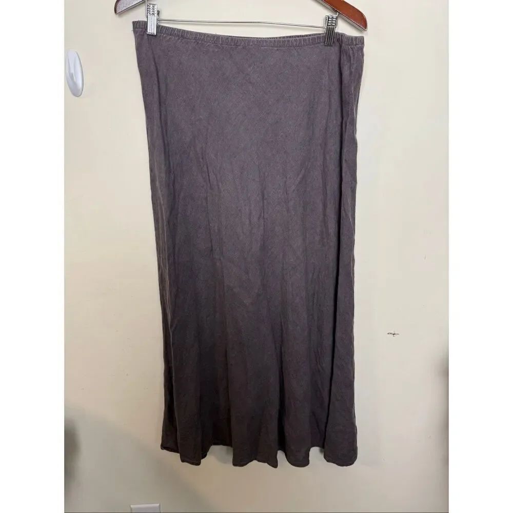 Flax 100% Linen Maxi Skirt Slate Grey Medium Capsule Minimalist Lagenlook